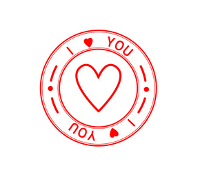 Illustration of Red wax seal with heart on white background