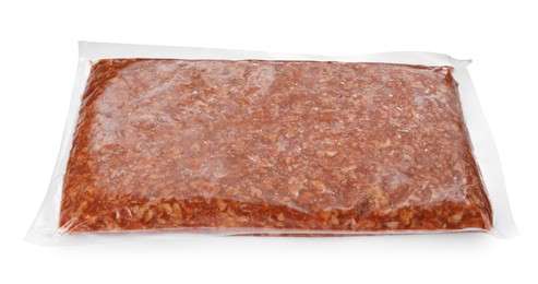 Fresh raw mince isolated on white. Vegan meat product