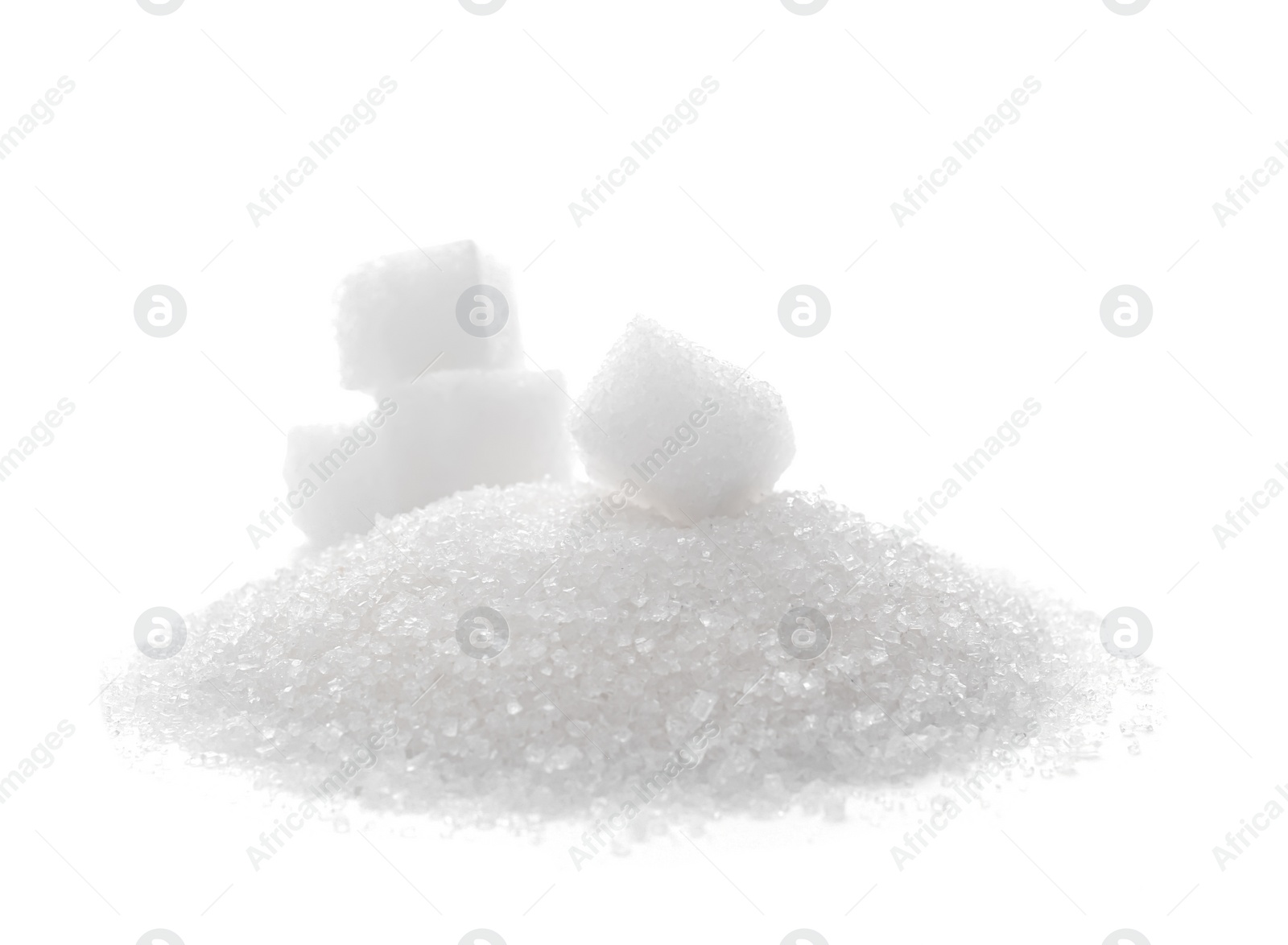 Photo of Refined sugar on white background