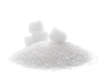 Photo of Refined sugar on white background