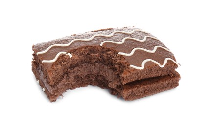 Delicious chocolate sponge cake isolated on white