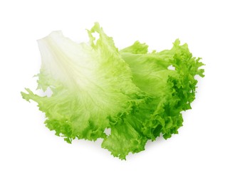 Photo of Fresh green lettuce leaves isolated on white