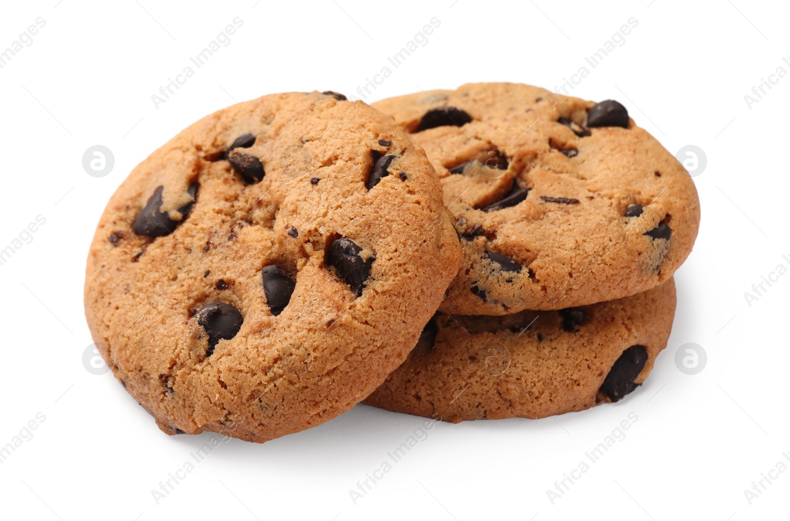 Photo of Delicious chocolate chip cookies isolated on white