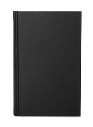 Photo of Closed book with black hard cover isolated on white