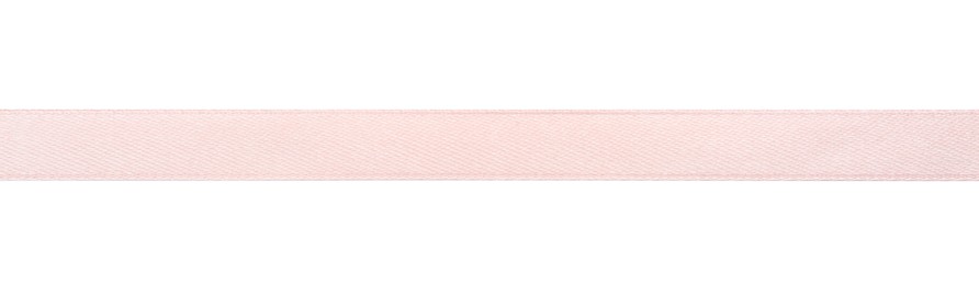 Photo of Beautiful pink ribbon isolated on white, top view