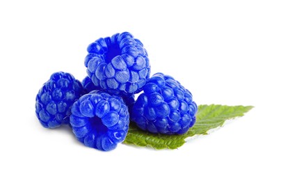 Fresh tasty blue raspberries isolated on white