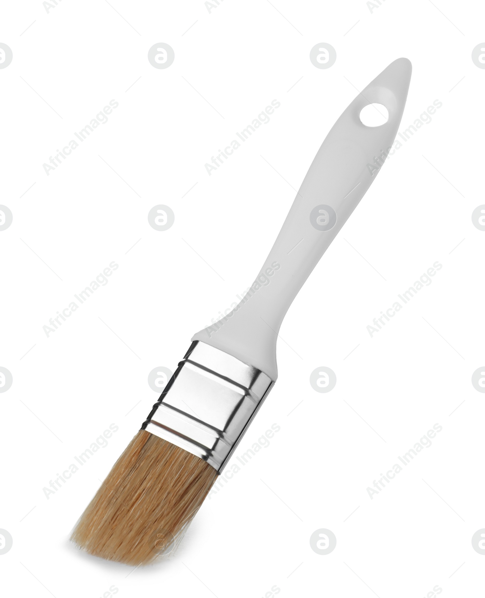 Photo of New paint brush on white background. Decorating tool