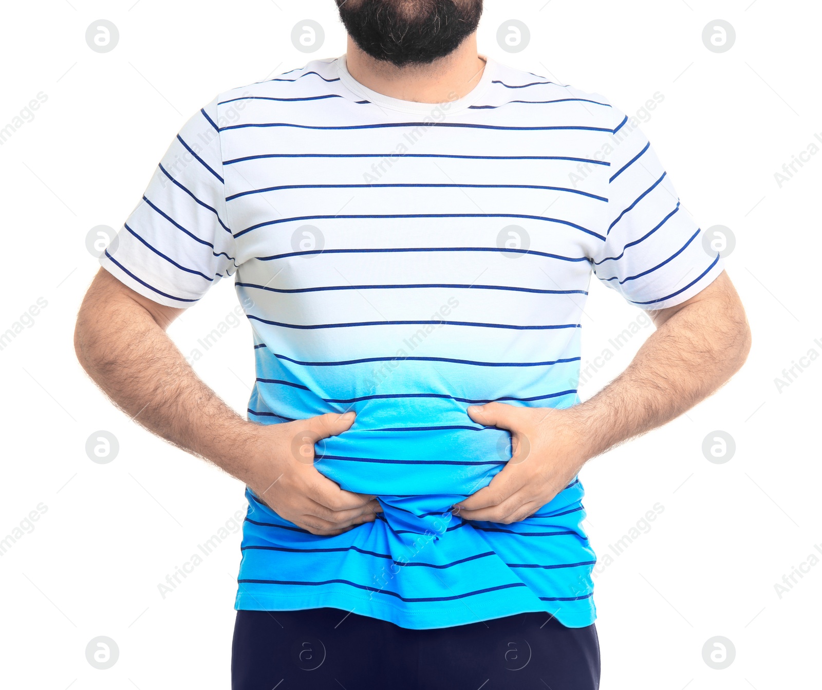 Photo of Overweight man on white background