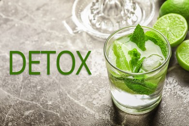 Image of Word Detox and glass of delicious lime drink on table