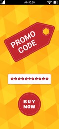 Online shopping app with activated promo code on smartphone screen