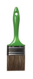 Photo of Paint brush with green handle isolated on white