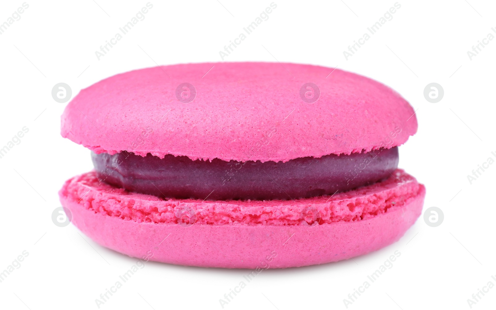 Photo of Pink macaron isolated on white. Delicious dessert