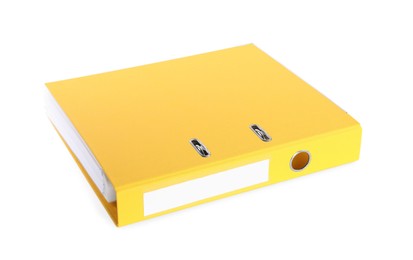 Photo of One yellow office folder isolated on white