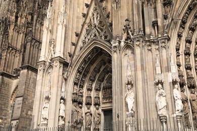 Cologne, Germany - August 28, 2022: Beautiful old gothic cathedral outdoors