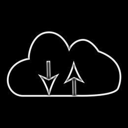 Illustration of  cloud storage on black background. Modern technology