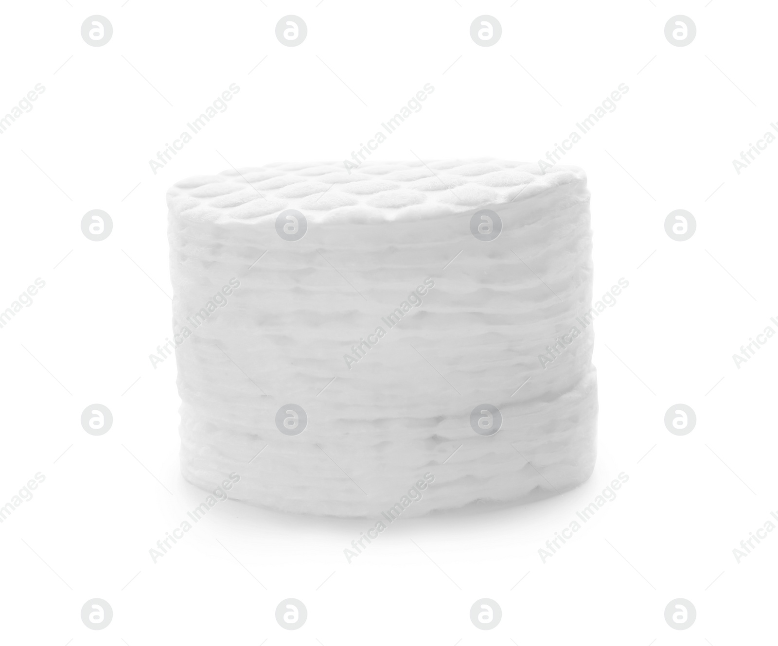 Photo of Stack of cotton pads on white background