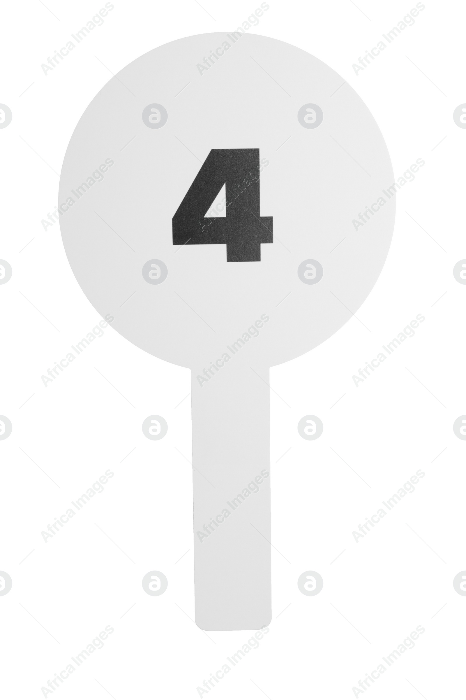 Photo of Auction paddle with number 4 isolated on white