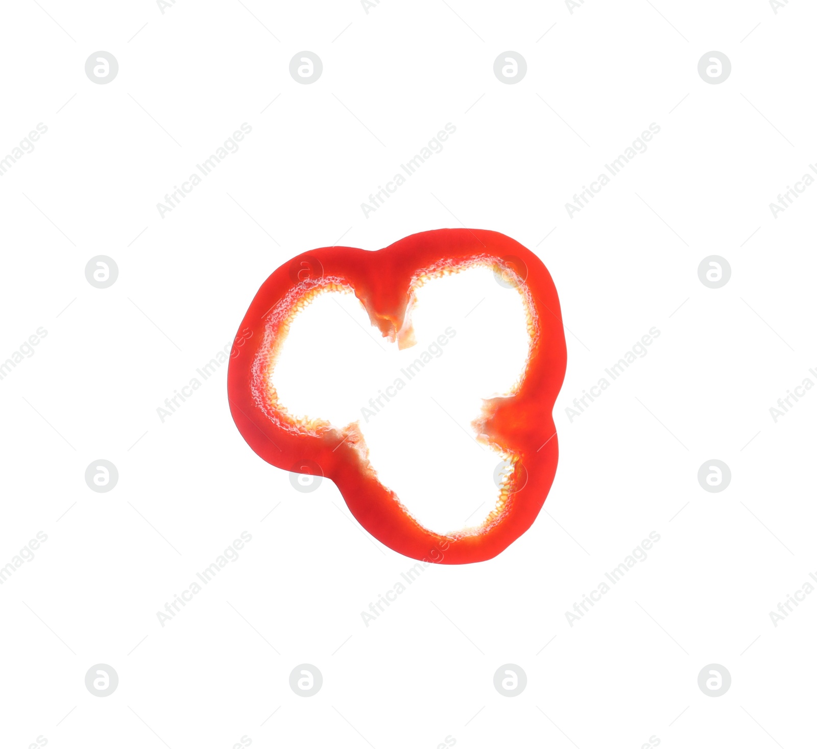 Photo of Slice of ripe bell pepper isolated on white