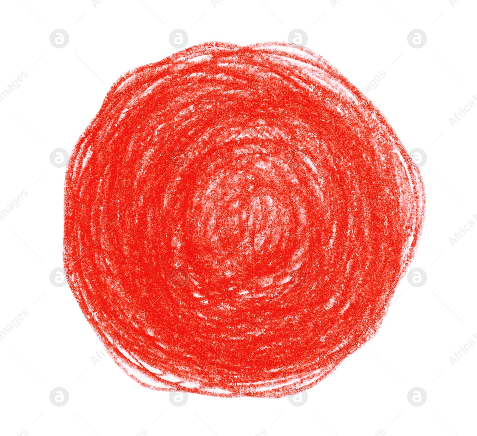 Photo of Red pencil scribble on white background, top view