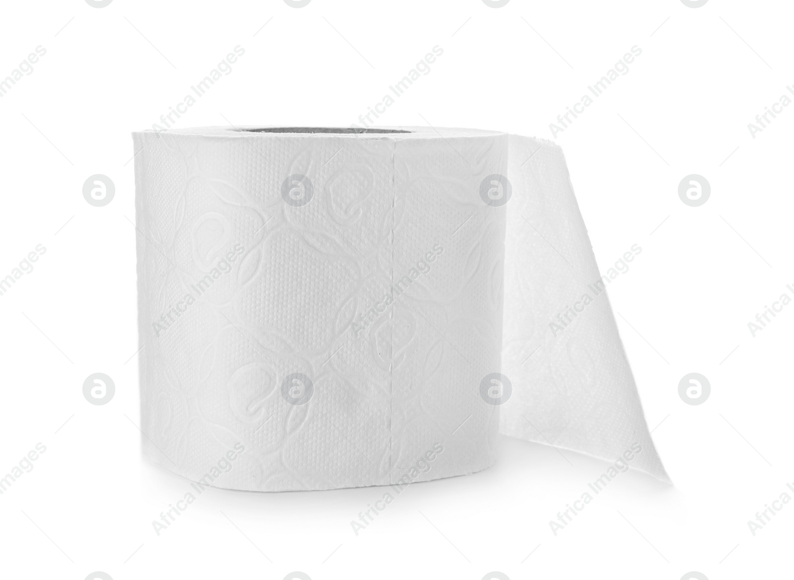 Photo of Roll of toilet paper on white background. Personal hygiene