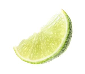 Cut fresh juicy lime on white background