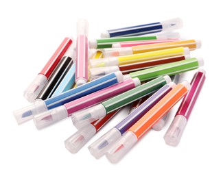 Photo of Many bright colorful markers isolated on white