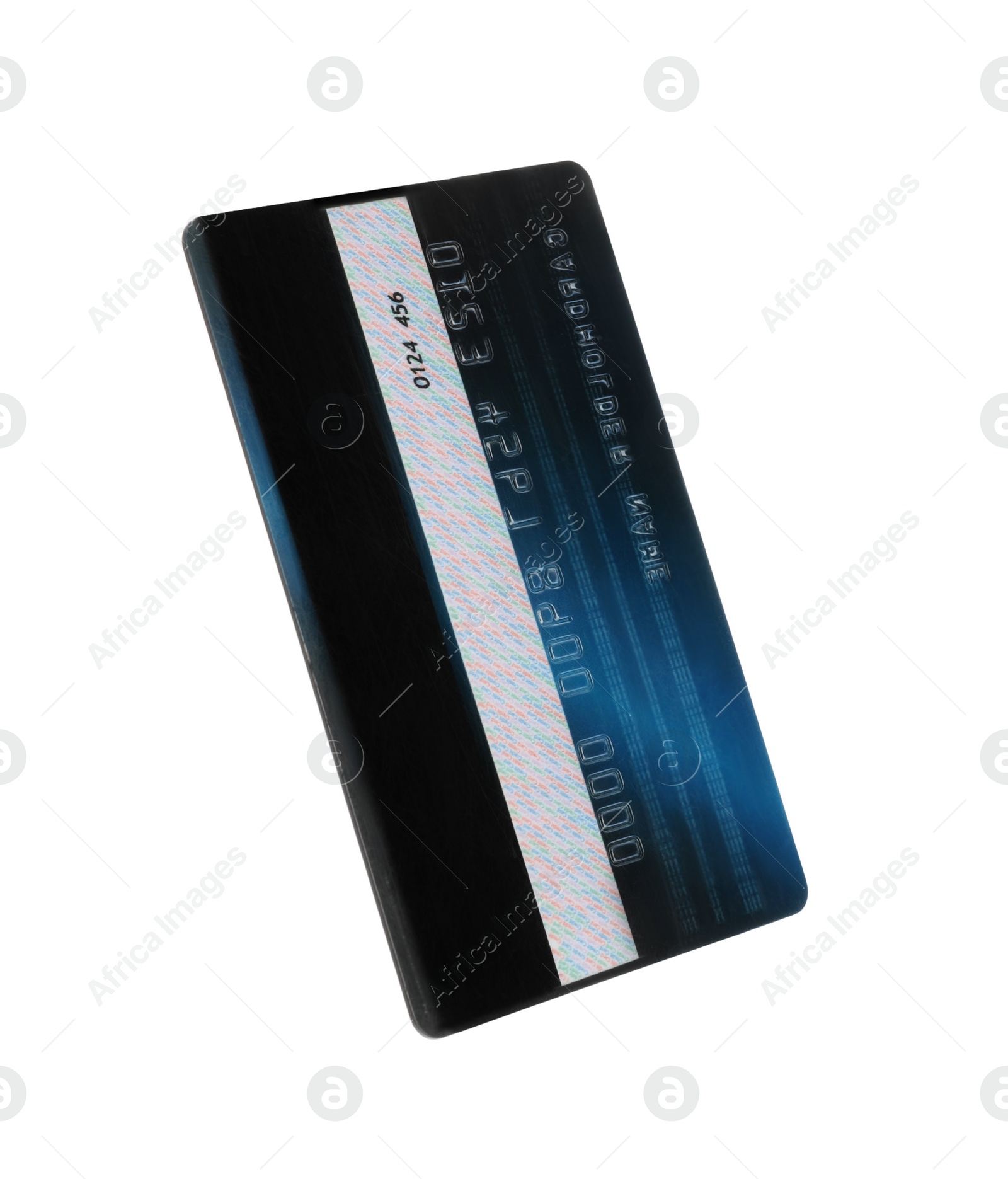 Photo of Blue plastic credit card isolated on white