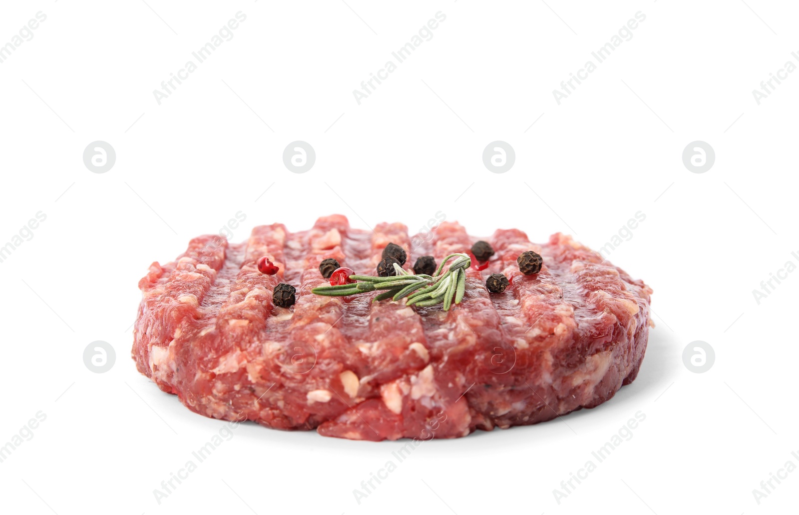Photo of Raw meat cutlet for burger isolated on white