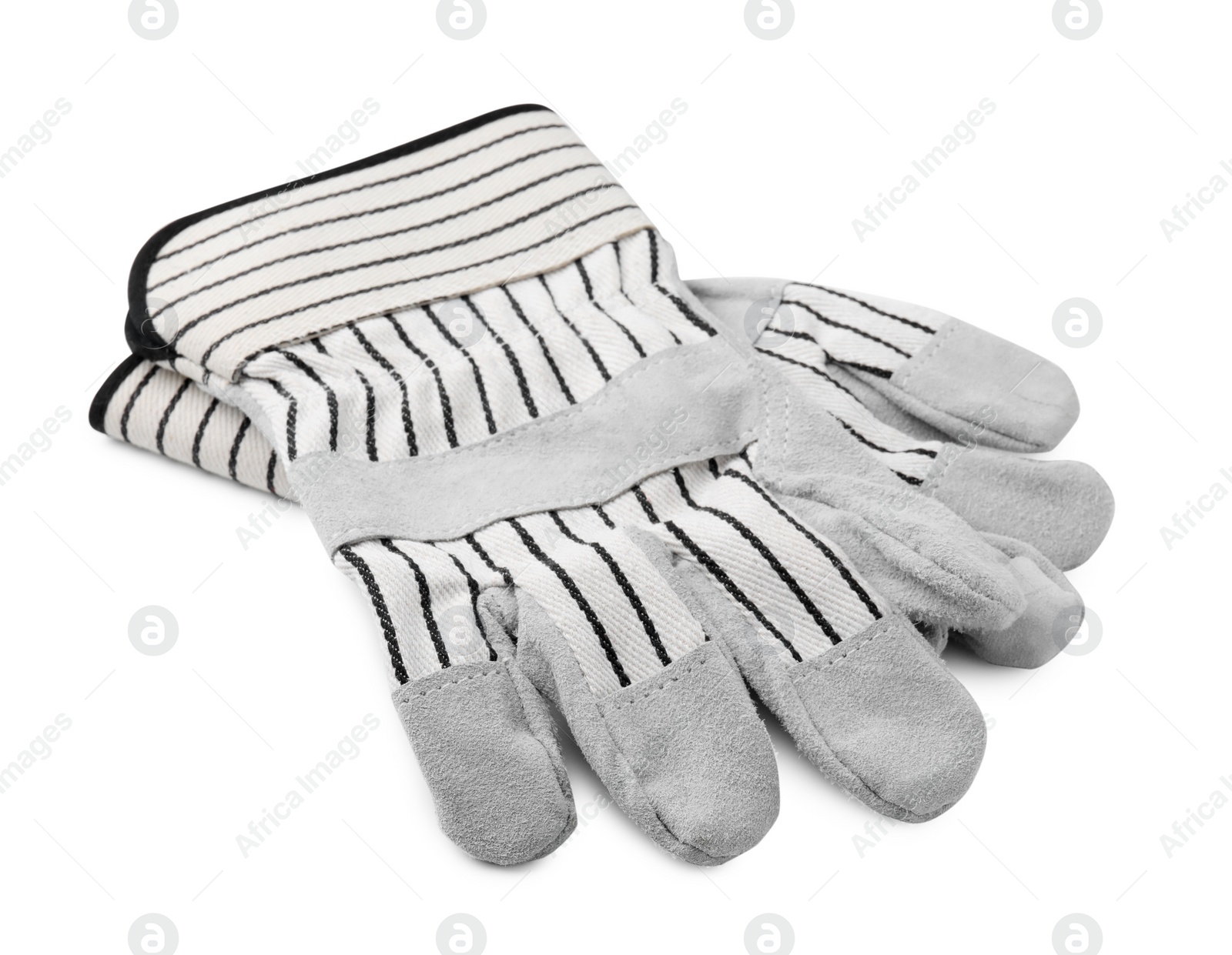 Photo of Pair of color gardening gloves isolated on white