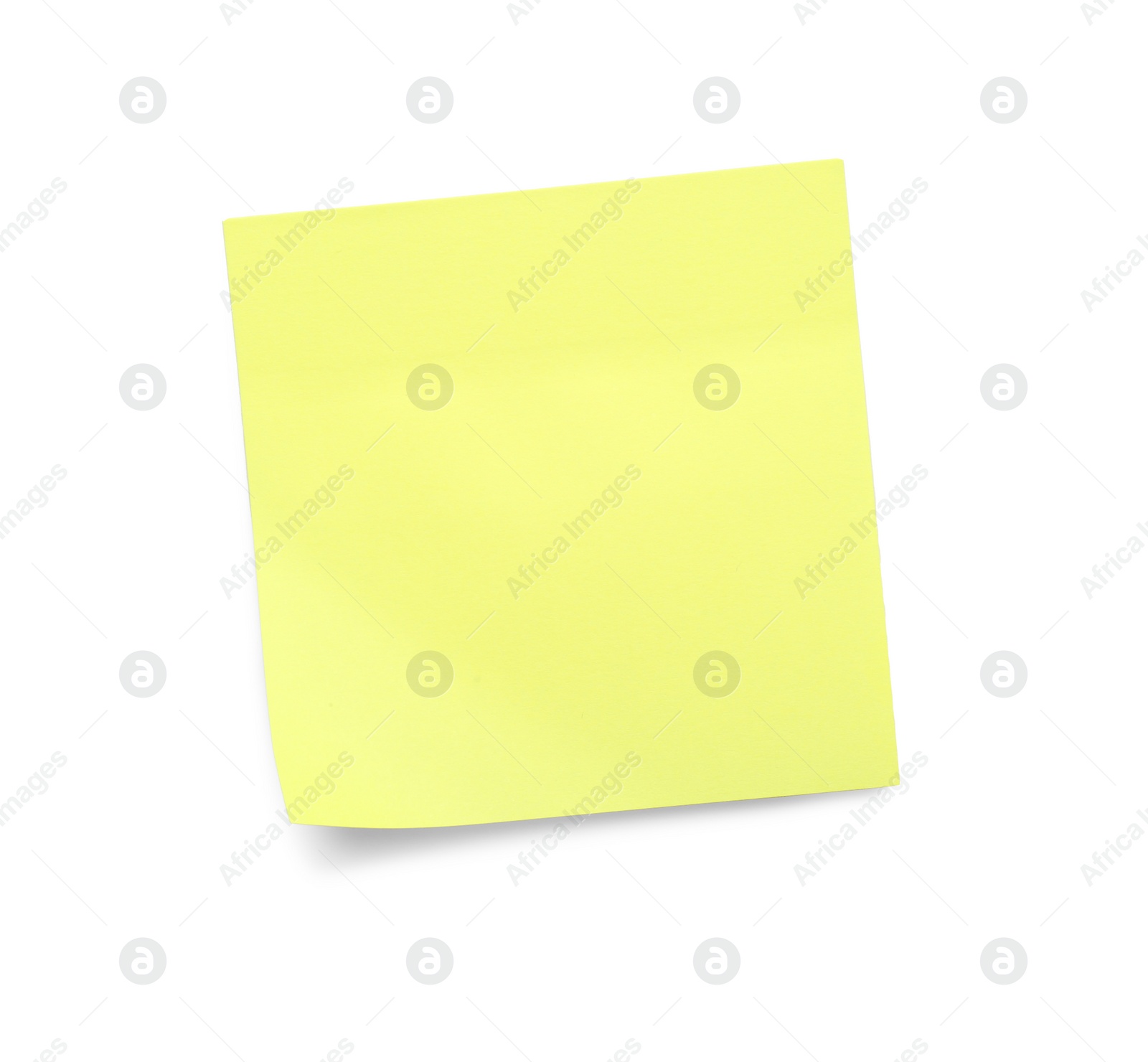 Photo of Blank yellow sticky note on white background, top view