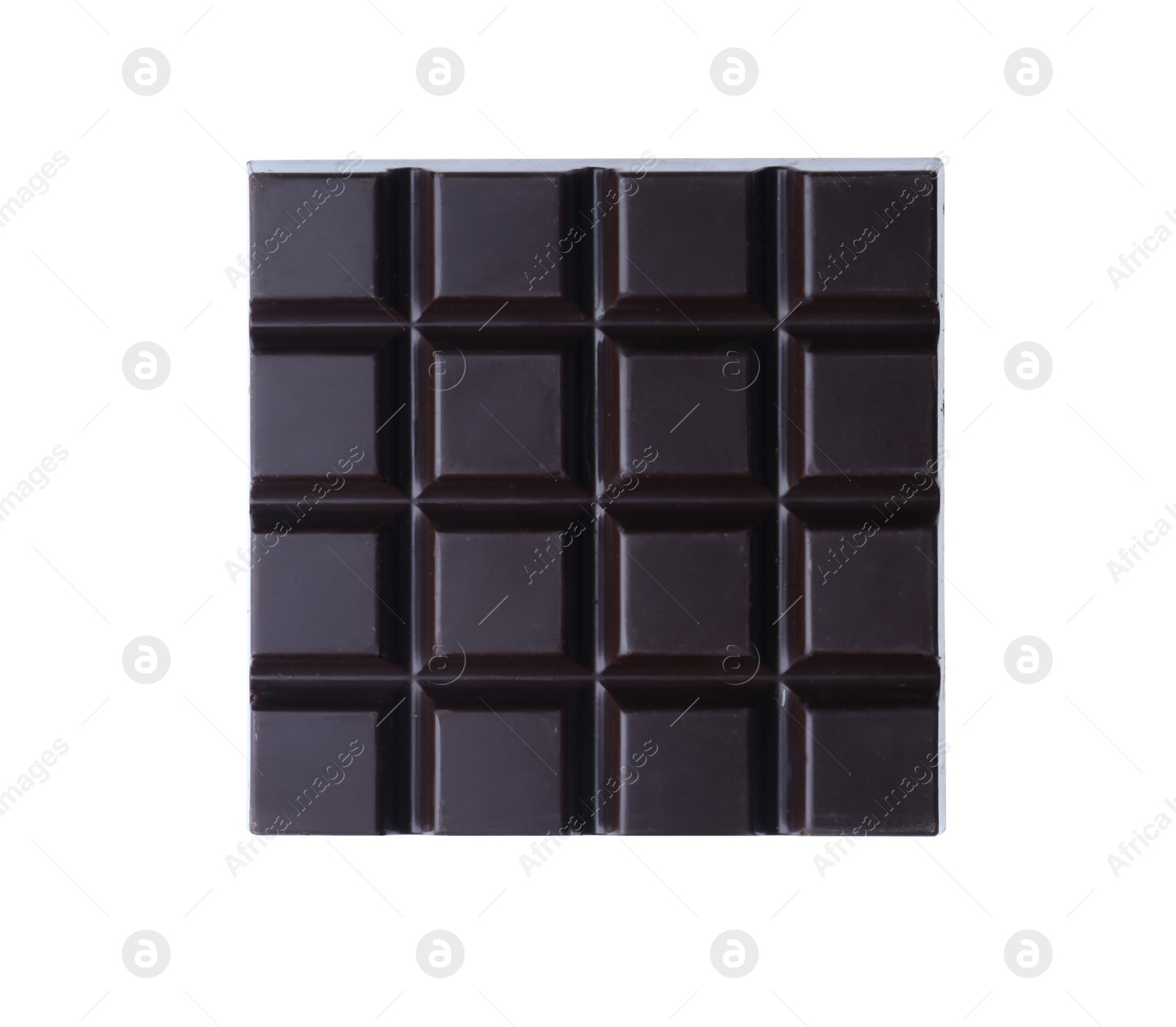 Photo of Delicious dark chocolate bar isolated on white