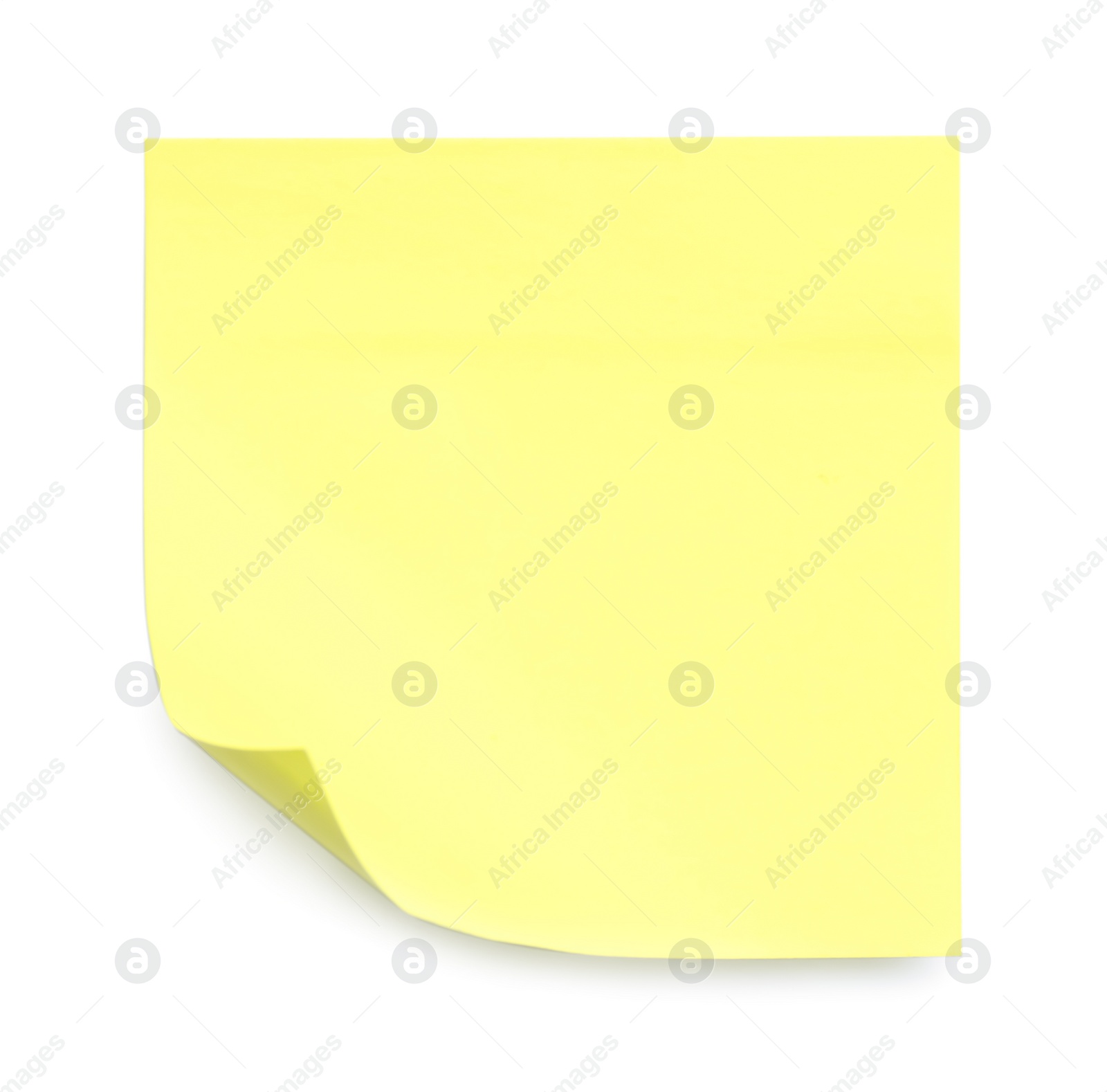 Photo of Blank yellow sticky note on white background, top view