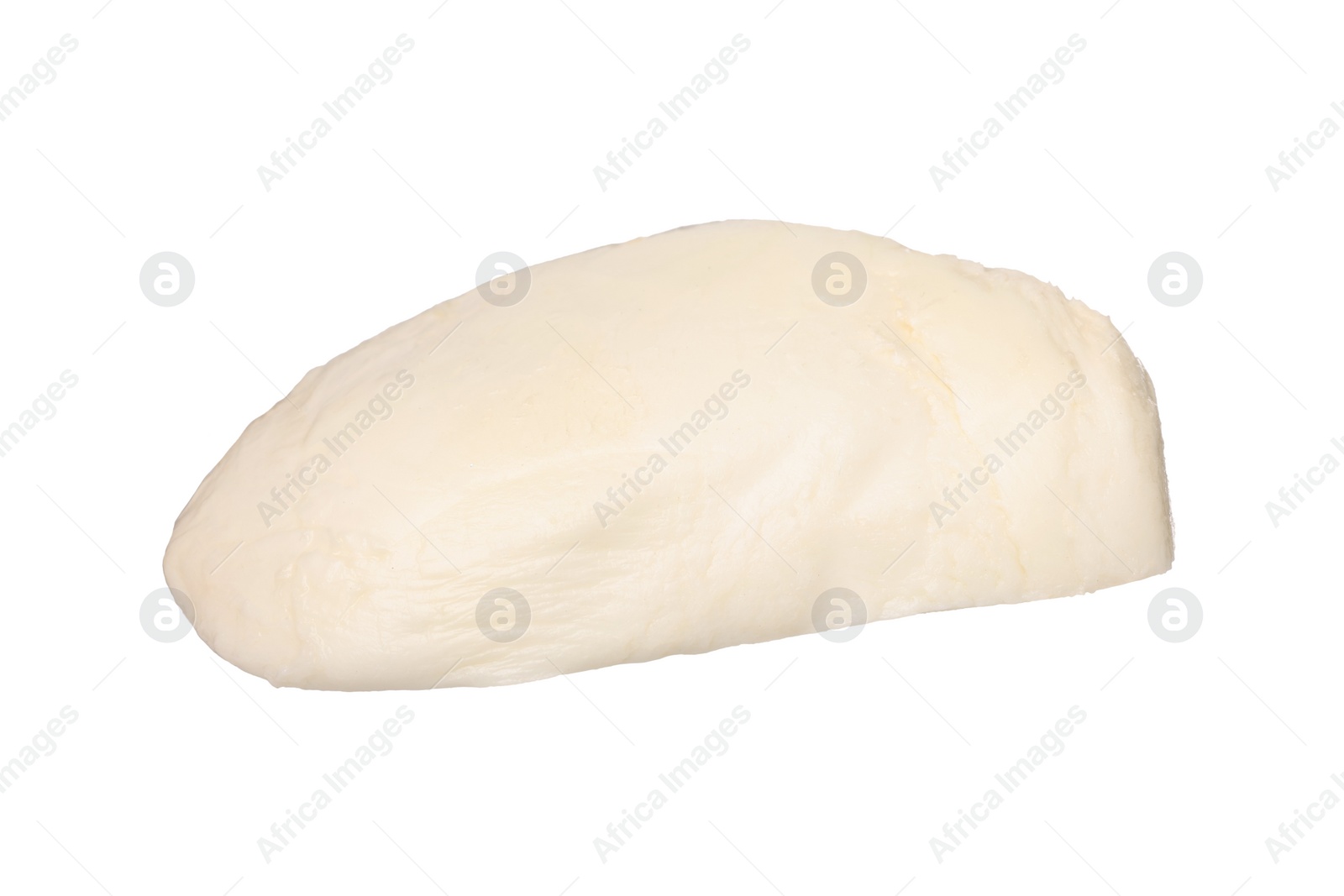 Photo of One slice of mozzarella cheese isolated on white