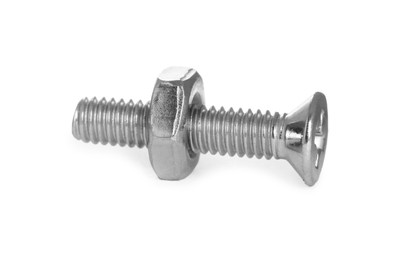 Metal socket bolt with jam nut isolated on white