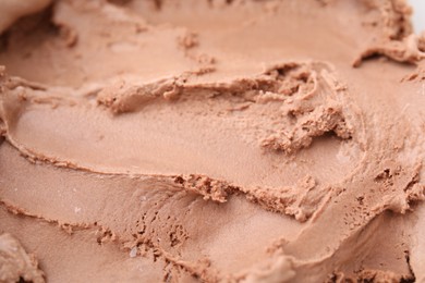 Photo of Tasty chocolate ice cream as background, closeup