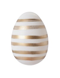 One striped Easter egg isolated on white