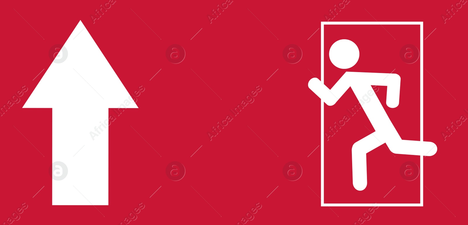 Image of Emergency exit sign in case of fire evacuation. Illustration 