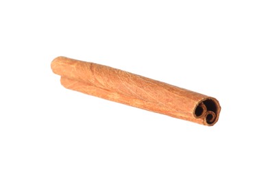 Photo of One aromatic cinnamon stick isolated on white