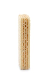 Photo of Delicious crispy wafer on white background. Sweet food