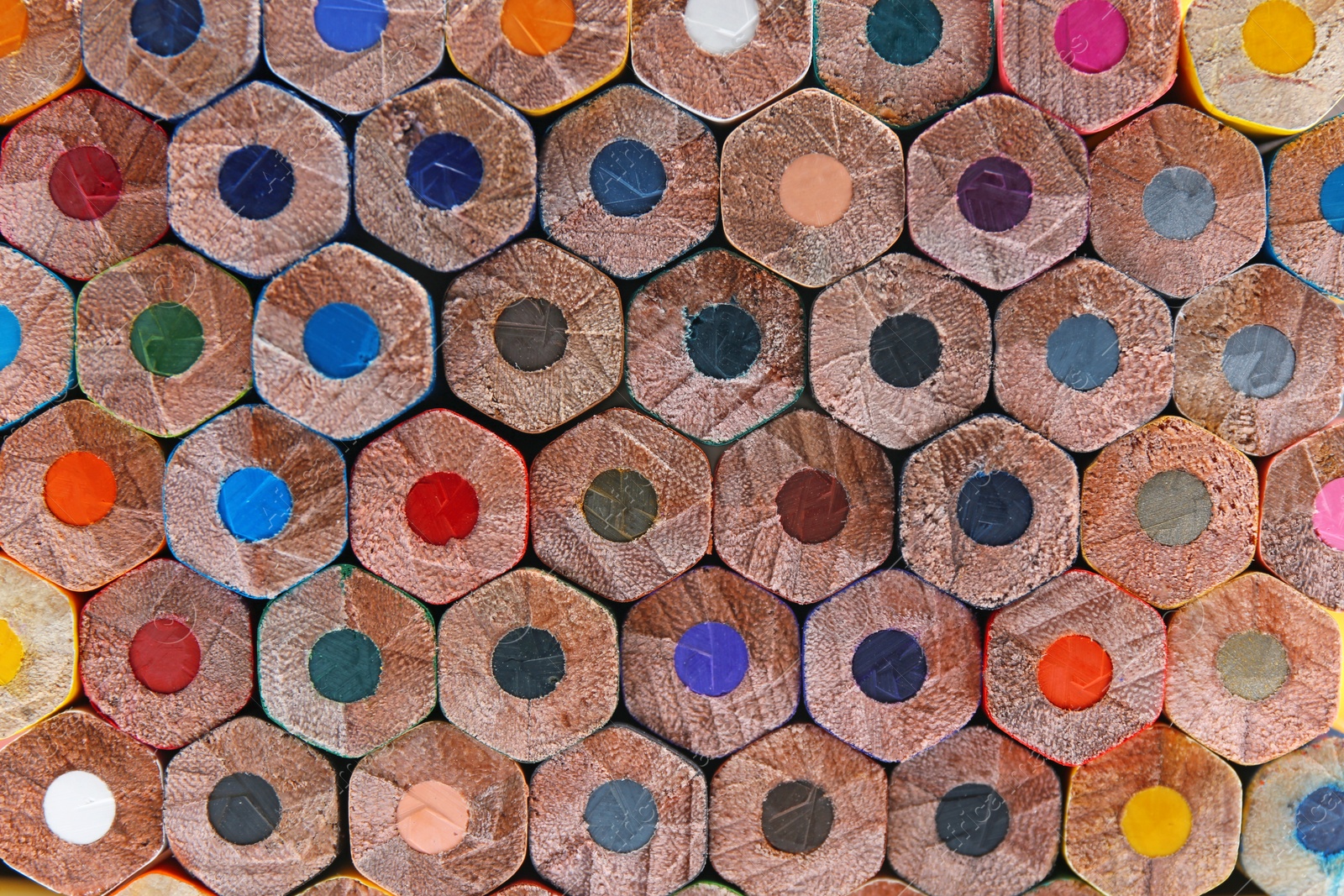 Photo of Different color pencils as background, closeup view