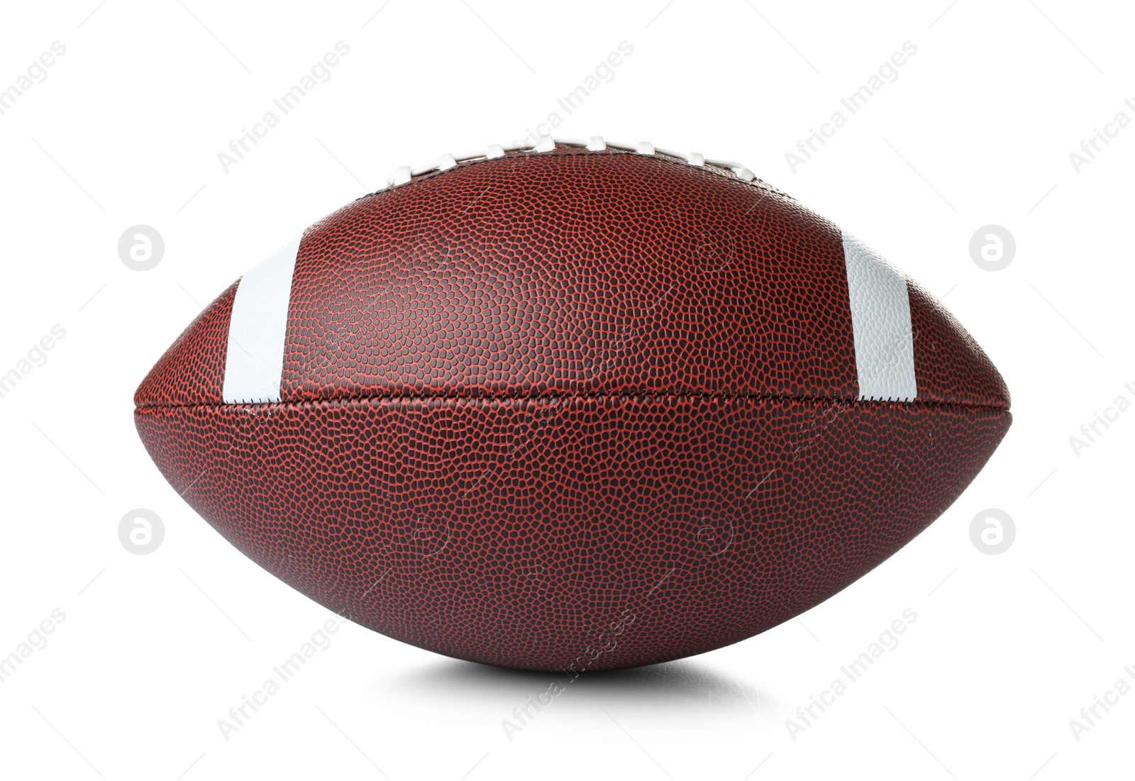 Photo of Leather American football ball on white background