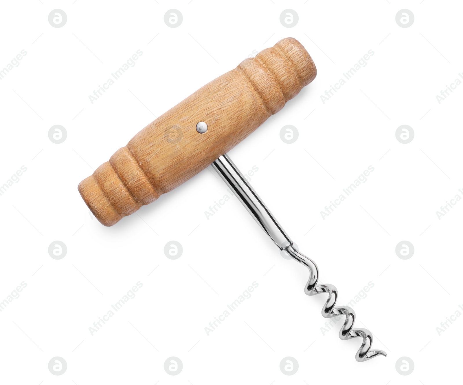 Photo of One corkscrew isolated on white, top view