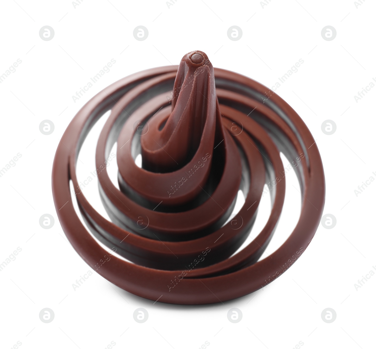 Photo of One brown spinning top on white background