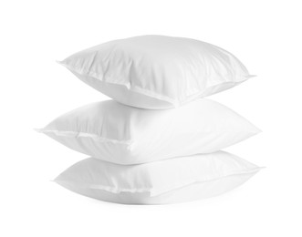 Photo of Stack of soft pillows isolated on white