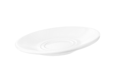 Photo of Ceramic plate isolated on white. Cooking utensil