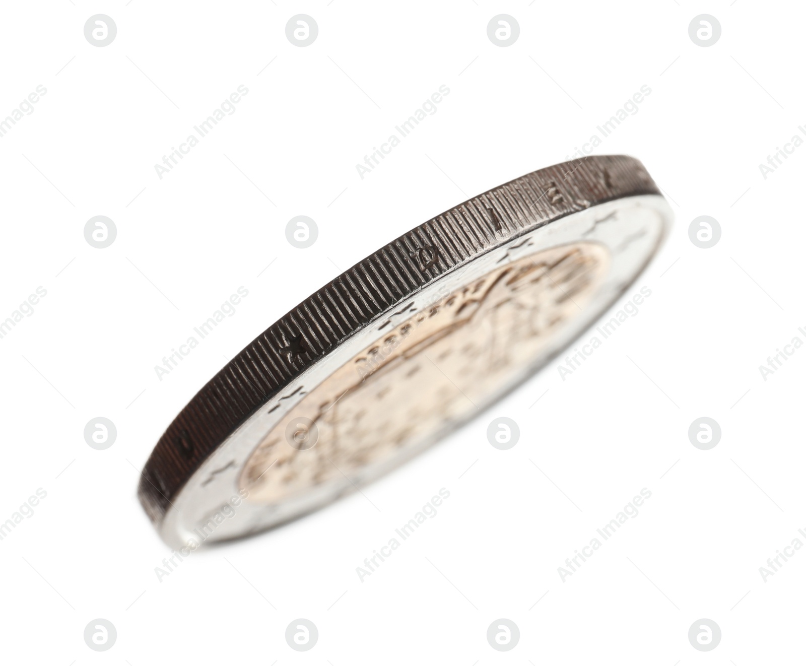 Photo of Latvian two euro coin isolated on white