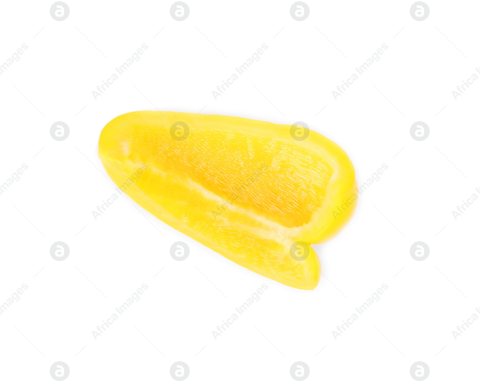 Photo of Slice of yellow bell pepper isolated on white