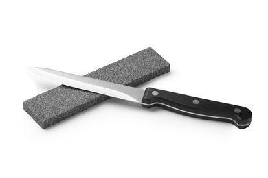 Sharp utility knife with grindstone isolated on white