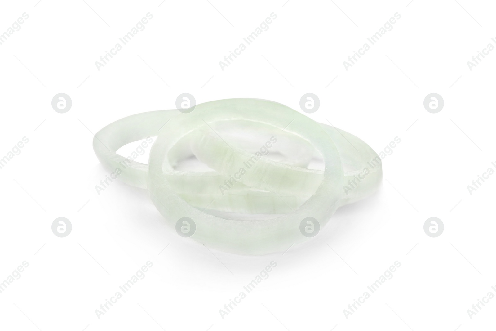 Photo of Fresh onion rings on white background