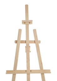 Empty wooden easel isolated on white. Equipment for art